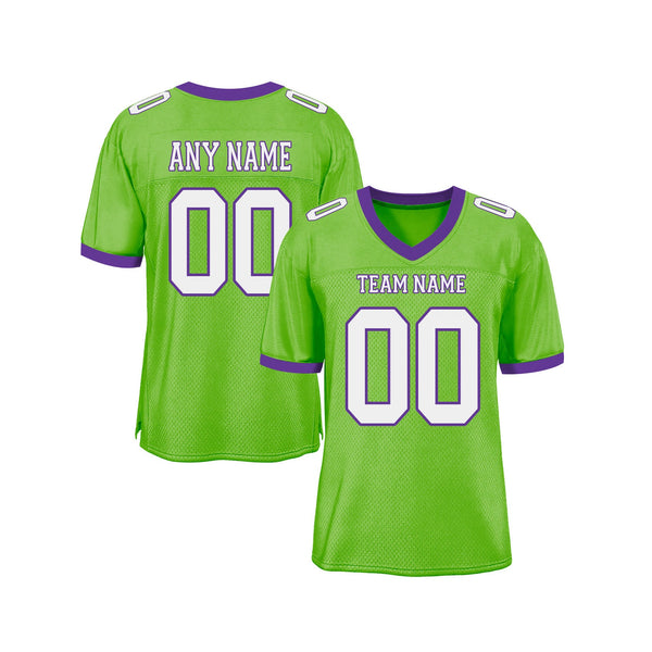 Custom Neon Green White-Purple Mesh Classic Style Authentic Sports Football Jersey