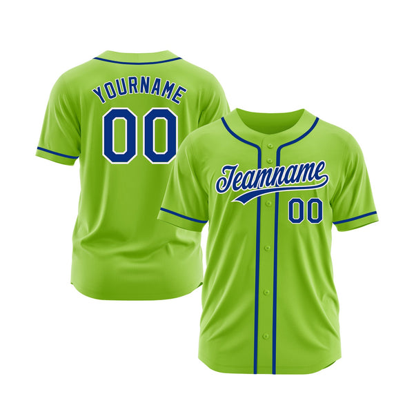 Custom Neon Green Royal-White Classic Style Authentic Sports Baseball Jersey