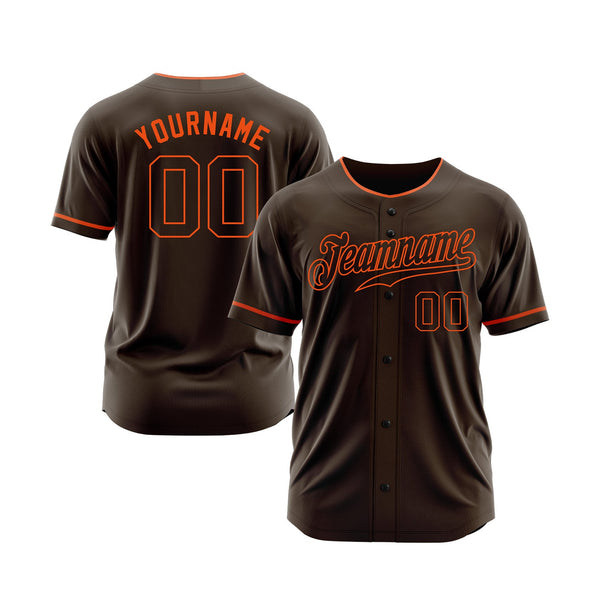 Custom Brown Brown-Orange Classic Style Authentic Sports Baseball Jersey