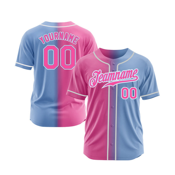 Custom Light Blue Pink-White Gradient Fashion Classic Style Authentic Sports Baseball Jersey