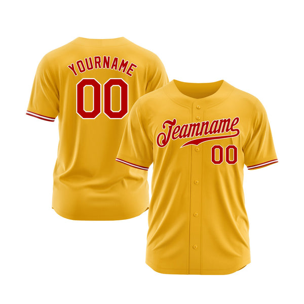 Custom Gold Red-White Classic Style Authentic Sports Baseball Jersey