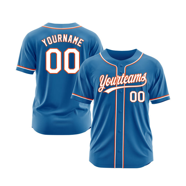 Custom Blue White-Orange Classic Style Authentic Sports Baseball Jersey