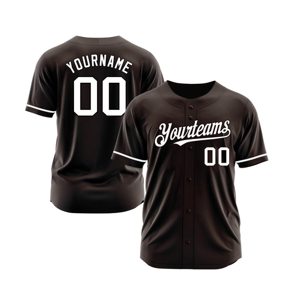 Custom Brown White Classic Style Authentic Sports Baseball Jersey
