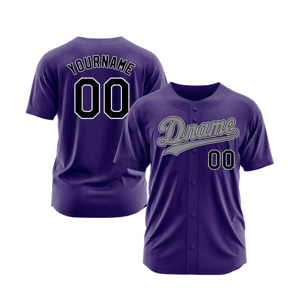 Custom Purple Black-Gray Classic Style Authentic Sports Baseball Jersey