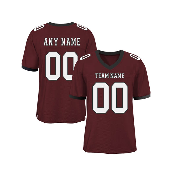 Custom Burgundy White-Black Mesh Classic Style Authentic Sports Football Jersey