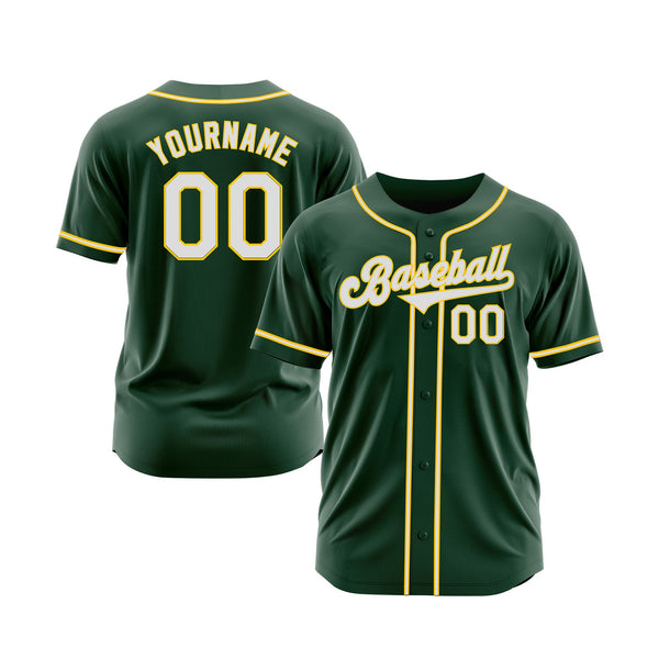 Custom Green White-Gold Classic Style Authentic Sports Baseball Jersey