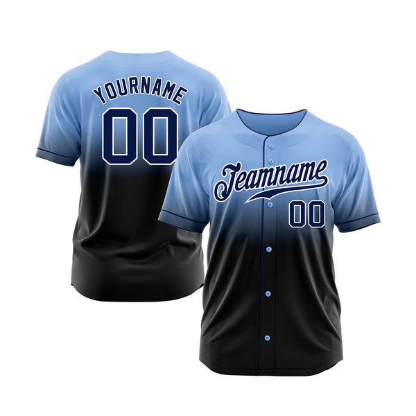 Custom Light Blue Navy-White Fade Fashion Classic Style Authentic Sports Baseball Jersey