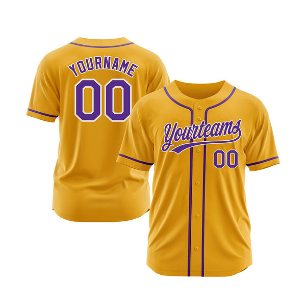 Custom Gold Purple-White Classic Style Authentic Sports Baseball Jersey