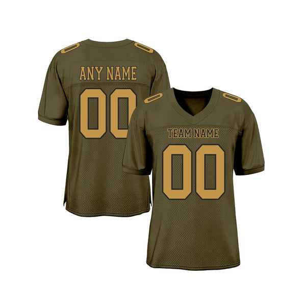 Custom Olive Old Gold-Black Mesh Salute To Service Classic Style Authentic Sports Football Jersey
