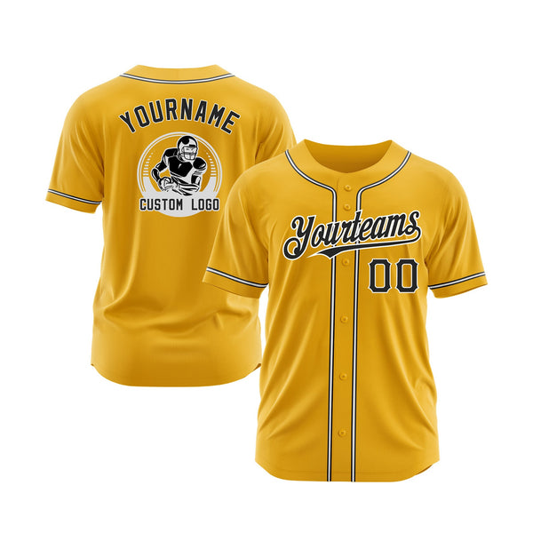 Custom Gold Black-White Classic Style Authentic Sports Baseball Jersey
