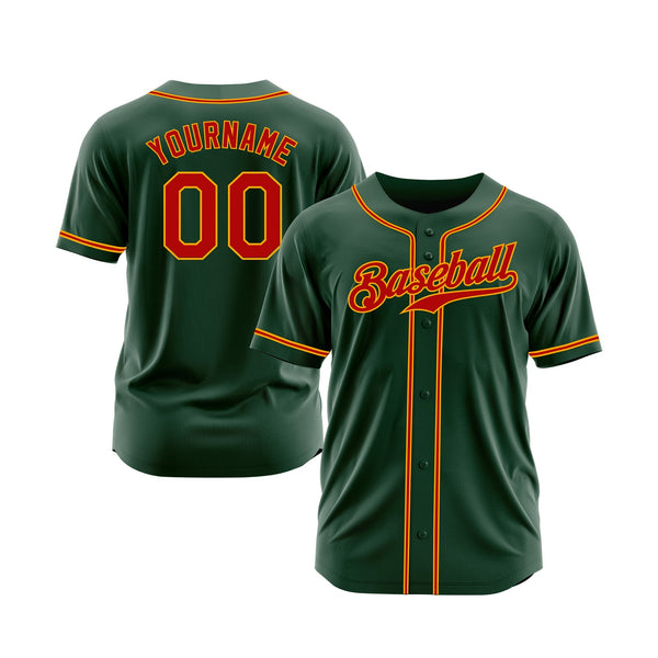 Custom Green Red-Gold Classic Style Authentic Sports Baseball Jersey