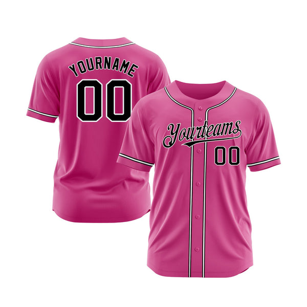 Custom Pink Black-White Classic Style Authentic Sports Baseball Jersey