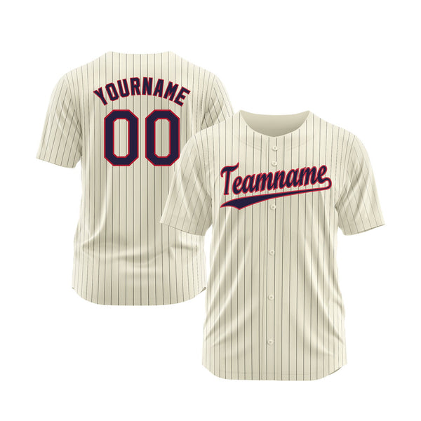 Custom Cream Navy Pinstripe Navy-Red Classic Style Authentic Sports Baseball Jersey