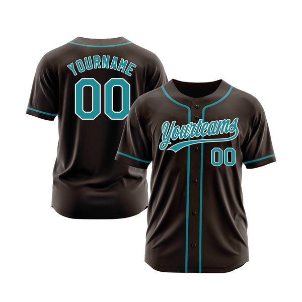 Custom Brown Teal-White Classic Style Authentic Sports Baseball Jersey