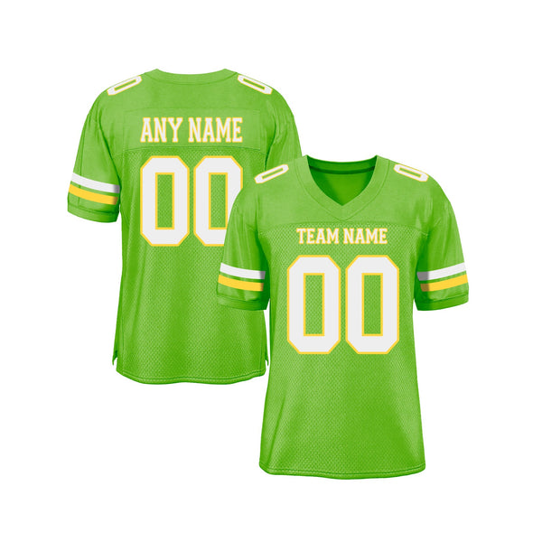 Custom Neon Green White-Yellow Mesh Classic Style Authentic Sports Football Jersey