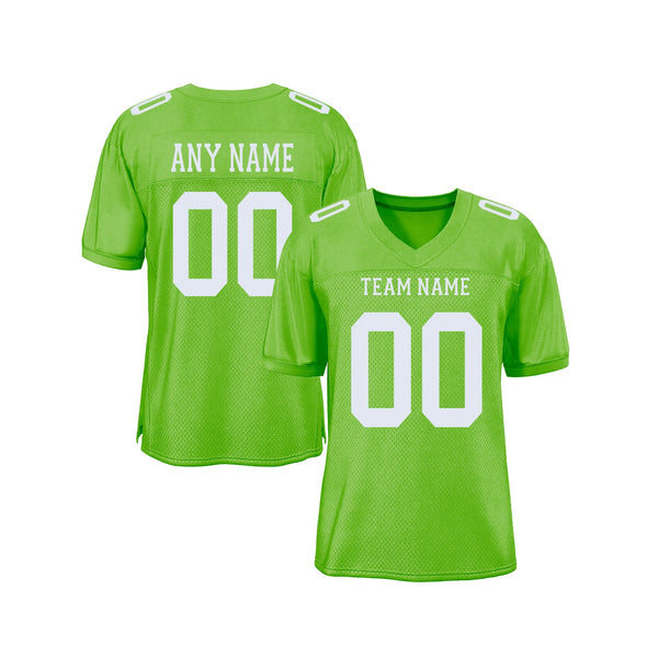 Custom Neon Green White Mesh Classic Style Authentic Sports Football Jersey