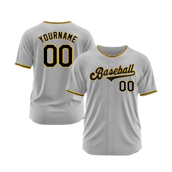 Custom Gray Black-Gold Classic Style Authentic Sports Baseball Jersey