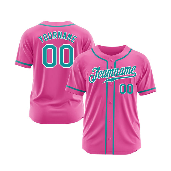 Custom Pink Teal-White Classic Style Authentic Sports Baseball Jersey