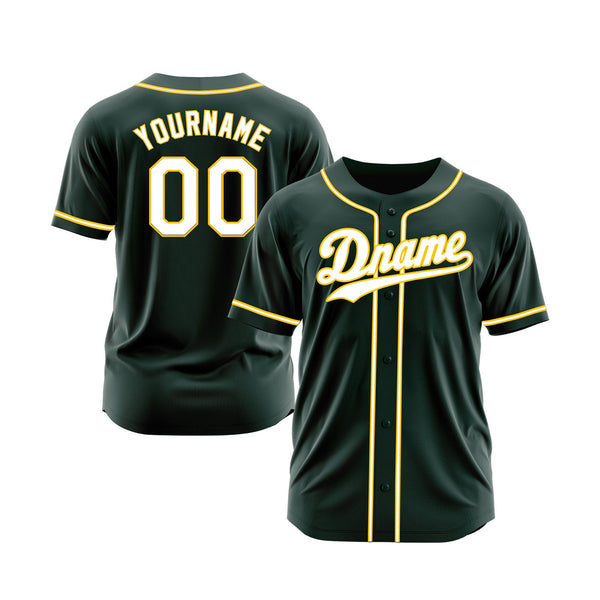 Custom Green White-Gold Classic Style Authentic Sports Baseball Jersey