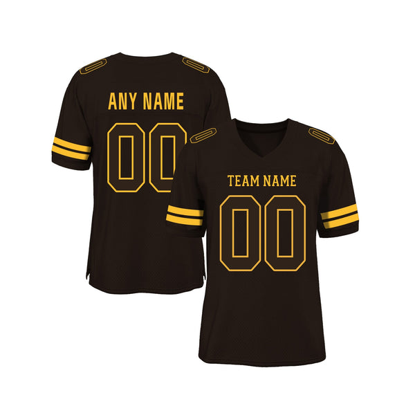 Custom Brown Brown-Gold Mesh Classic Style Authentic Sports Football Jersey