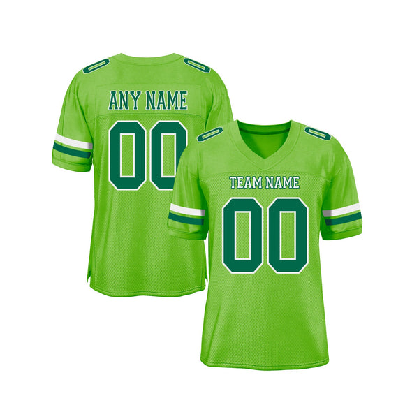 Custom Neon Green Kelly Green-White Mesh Classic Style Authentic Sports Football Jersey
