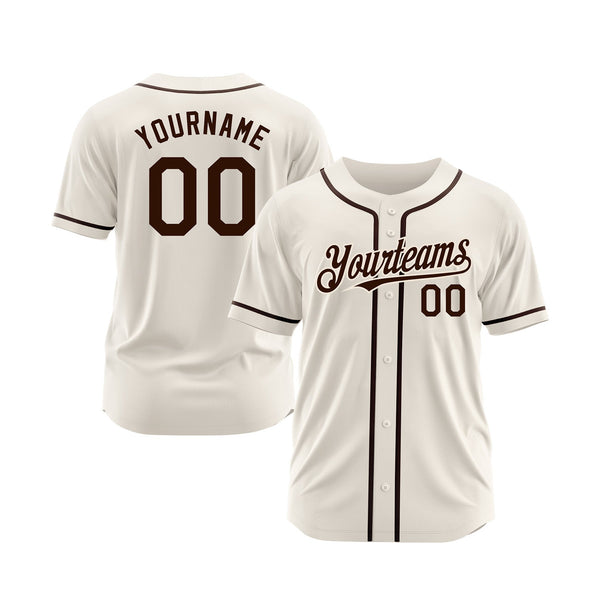 Custom Cream Brown Classic Style Authentic Sports Baseball Jersey