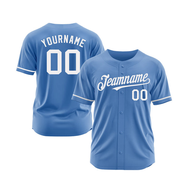 Custom Powder Blue White Classic Style Authentic Sports Baseball Jersey