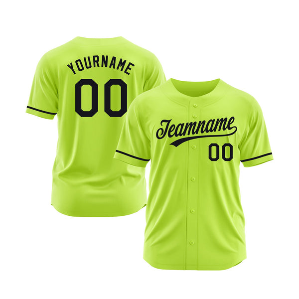 Custom Neon Green Black Classic Style Authentic Throwback Sports Baseball Jersey