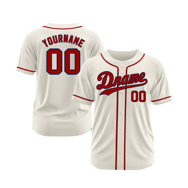 Custom Cream Red-Navy Classic Style Authentic Sports Baseball Jersey