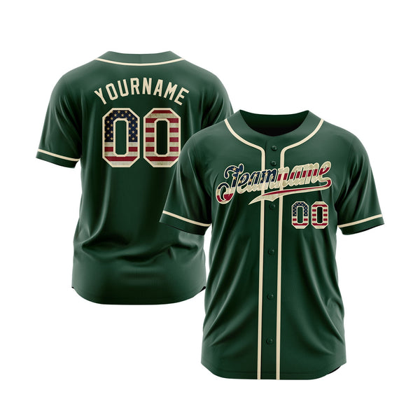 Custom Green Vintage USA Flag-Cream Classic Style Authentic Sports Baseball Jersey