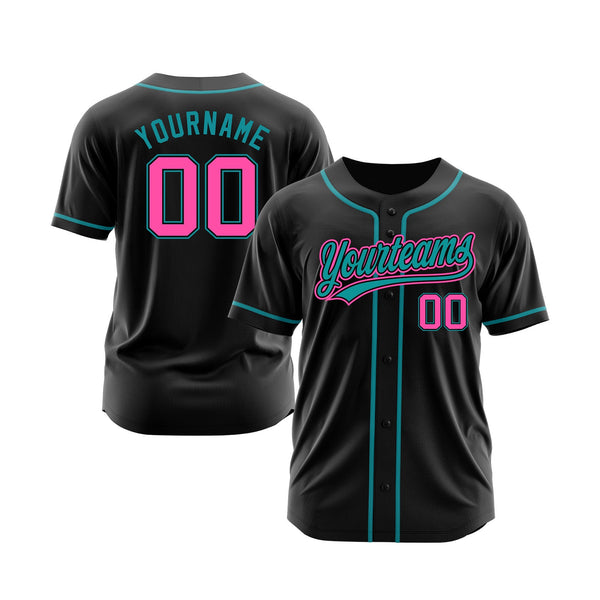 Custom Black Pink-Teal Classic Style Authentic Sports Baseball Jersey