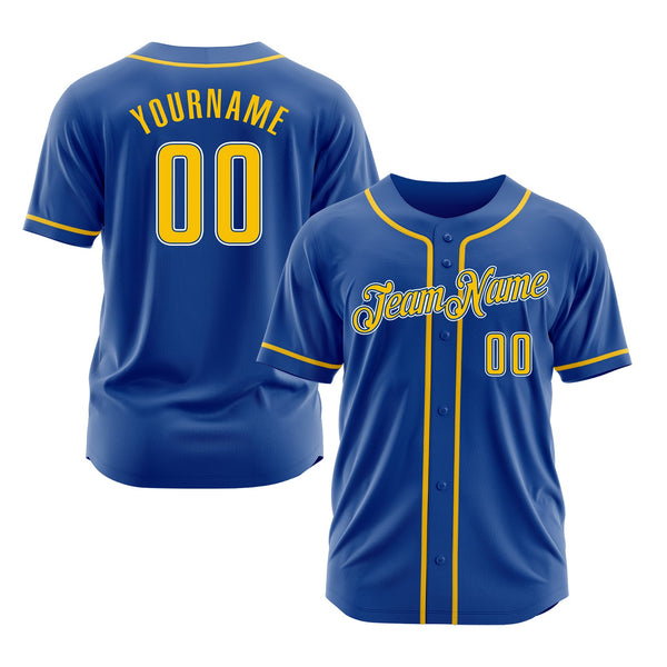 Custom Royal Gold-White Classic Style Authentic Sports Baseball Jersey