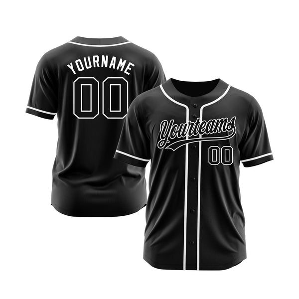 Custom Black Black-White Classic Style Authentic Sports Baseball Jersey