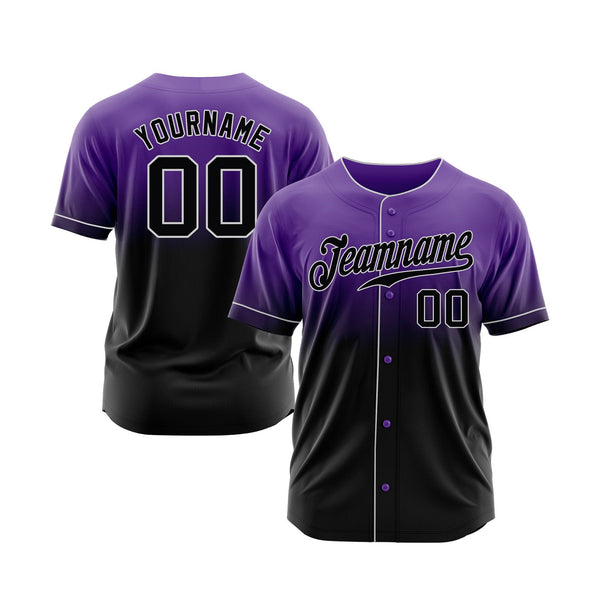 Custom Purple Black-Gray Fade Fashion Classic Style Authentic Sports Baseball Jersey