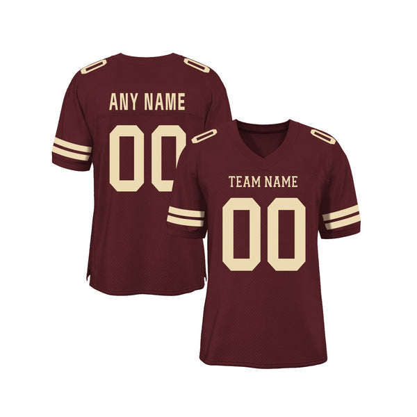 Custom Burgundy Cream Mesh Authentic Classic Style Authentic Sports Football Jersey