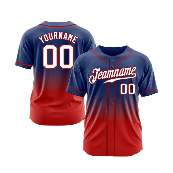 Custom Royal White-Red Fade Fashion Classic Style Authentic Sports Baseball Jersey