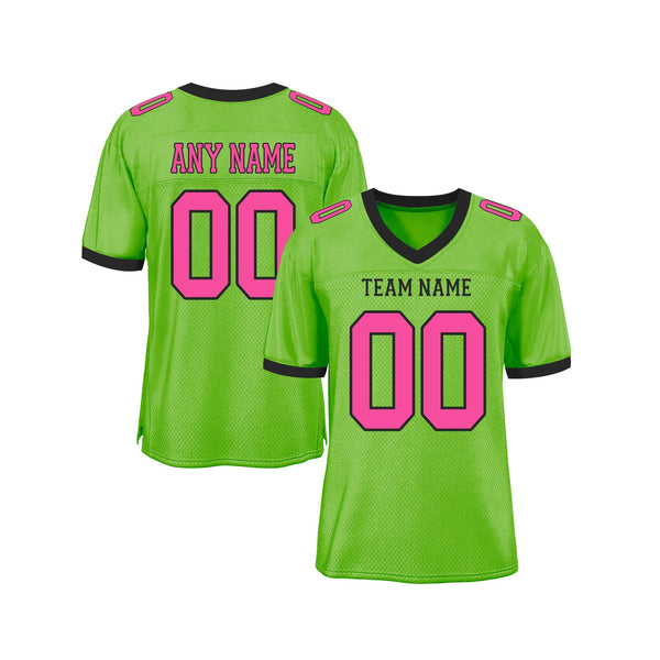 Custom Neon Green Pink-Black Mesh Classic Style Authentic Sports Football Jersey