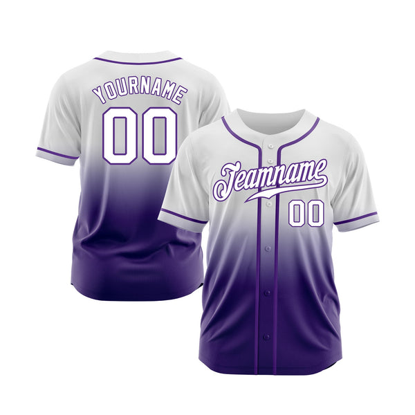 Custom White White-Purple Fade Fashion Classic Style Authentic Sports Baseball Jersey
