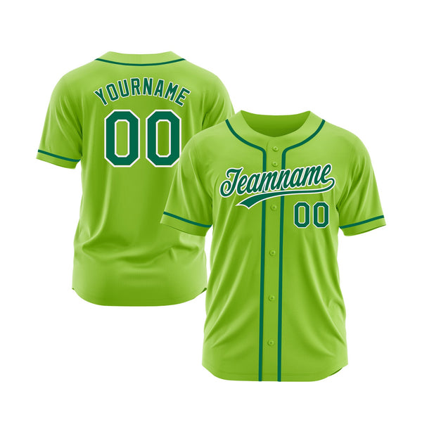 Custom Neon Green Kelly Green-White Classic Style Authentic Sports Baseball Jersey