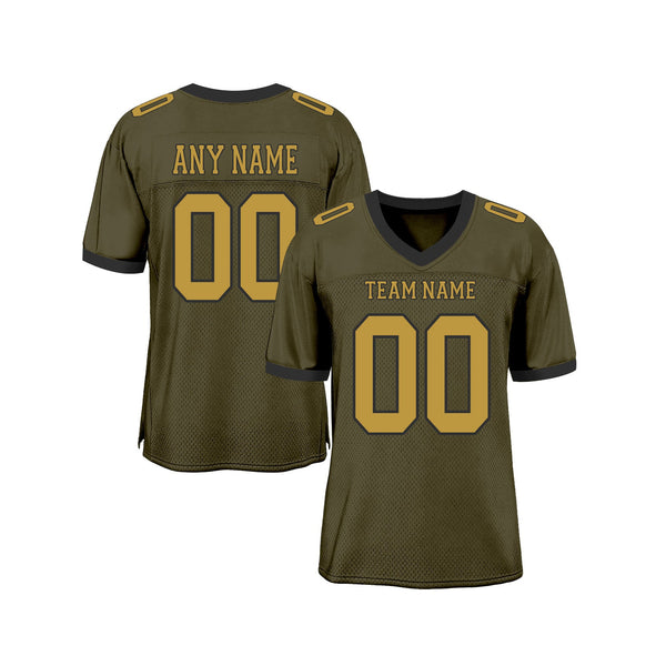 Custom Olive Old Gold-Black Mesh Salute To Service Classic Style Authentic Sports Football Jersey