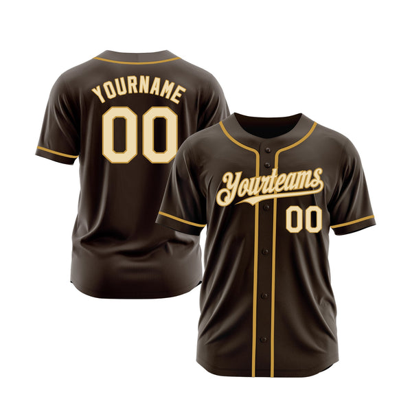 Custom Brown Cream-Old Gold Classic Style Authentic Sports Baseball Jersey
