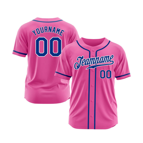 Custom Pink Royal-White Classic Style Authentic Sports Baseball Jersey