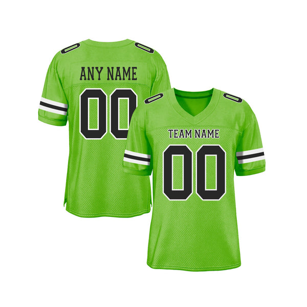Custom Neon Green Black-White Mesh Classic Style Authentic Sports Football Jersey