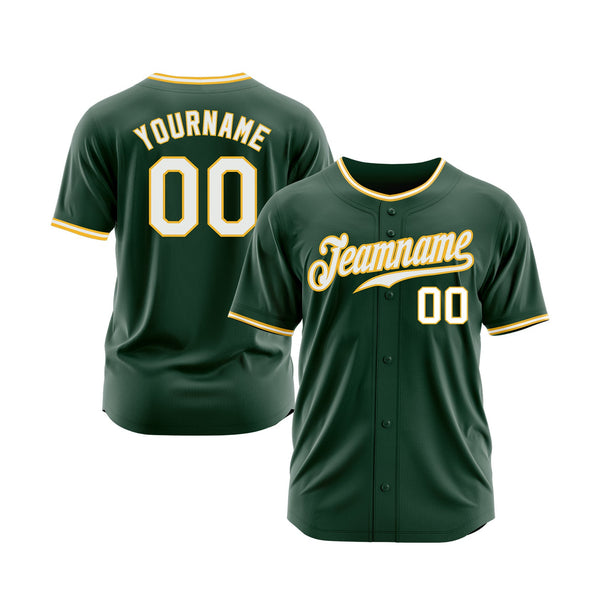 Custom Green White-Gold Classic Style Authentic Sports Baseball Jersey