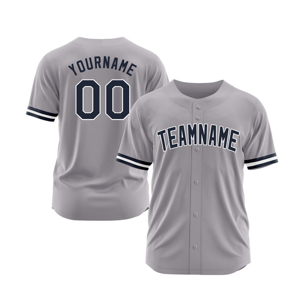 Custom Gray Navy-White Classic Style Authentic Sports Baseball Jersey