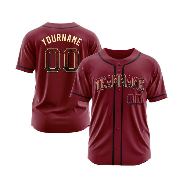Custom Crimson Black-Cream Drift Fashion Classic Style Authentic Sports Baseball Jersey