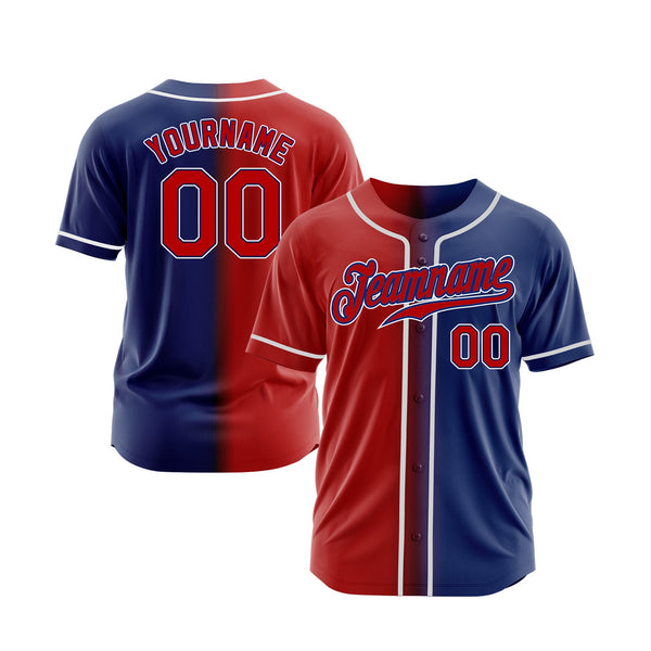 Custom Royal Red-White Gradient Fashion Classic Style Authentic Sports Baseball Jersey