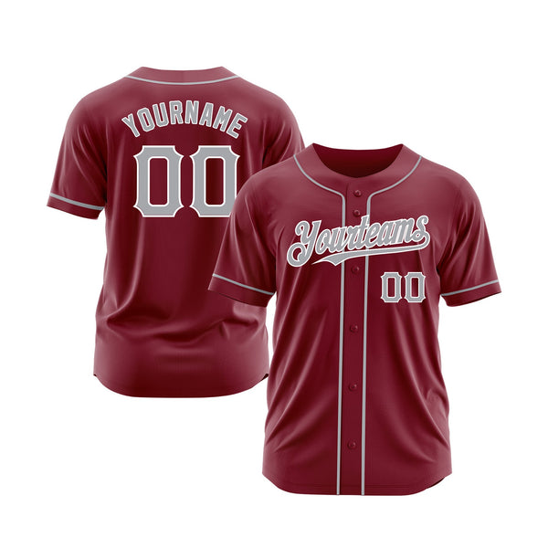 Custom Crimson Gray-White Classic Style Authentic Sports Baseball Jersey
