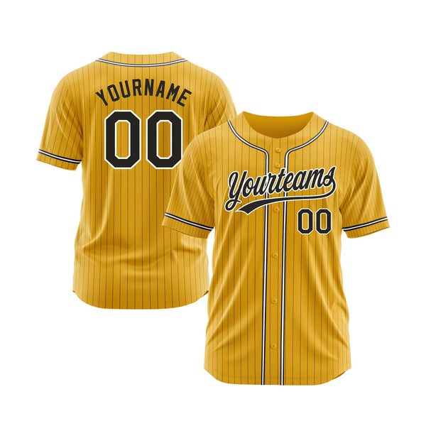 Custom Gold Black Pinstripe Black-White Classic Style Authentic Sports Baseball Jersey
