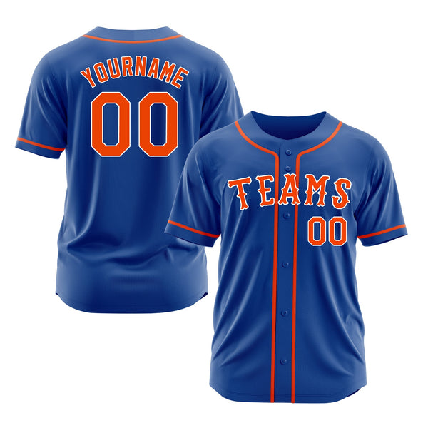 Custom Royal Orange-White Classic Style Authentic Sports Baseball Jersey